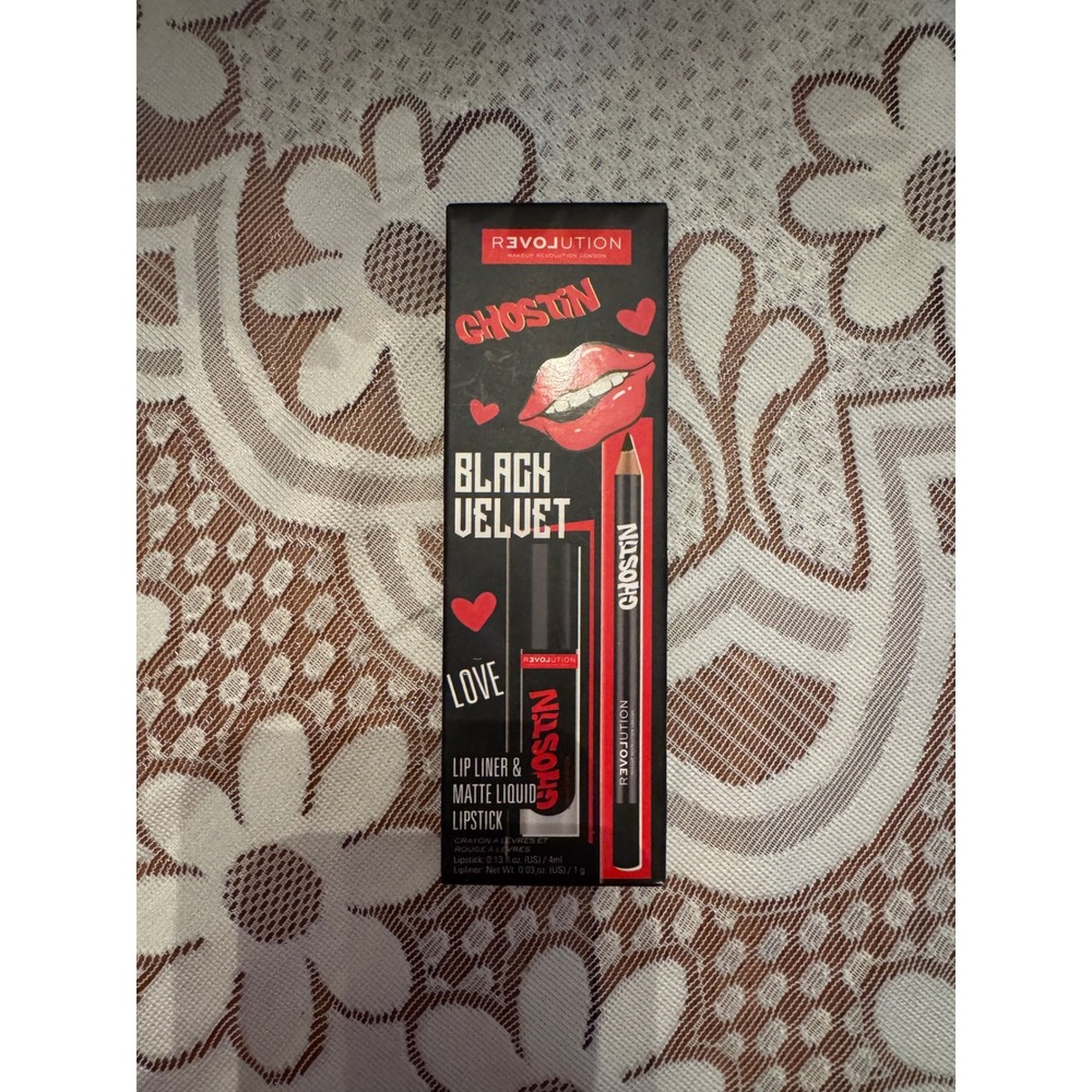 Revolution Beauty Ghostin Black Velvet Lip Kit Matte Liquid Lipstick & Liner Set